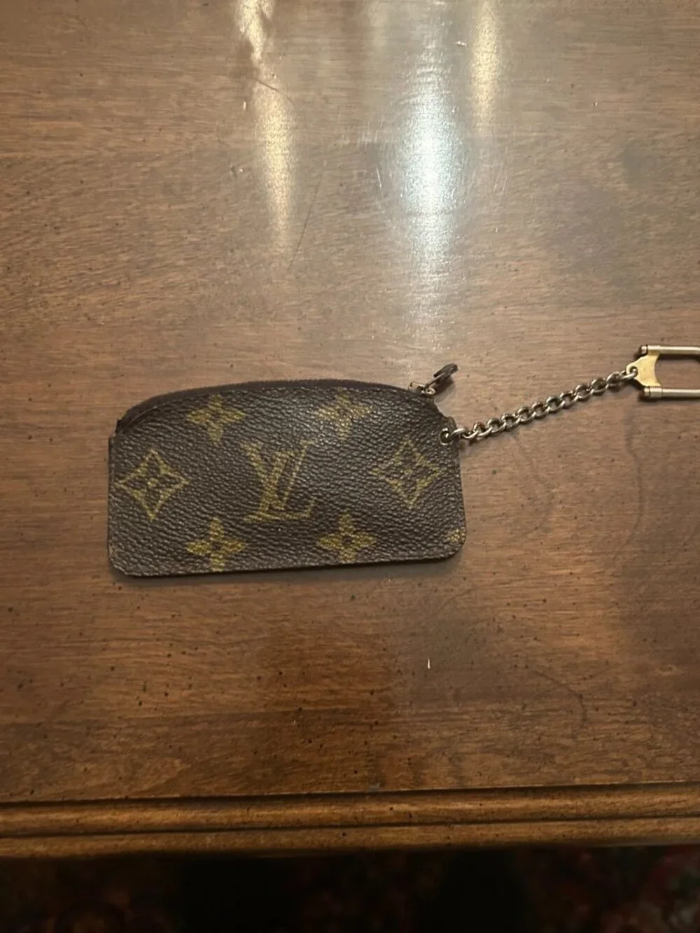 Louis Vuitton Brown Monogram Key Pouch with Gold Hardware
